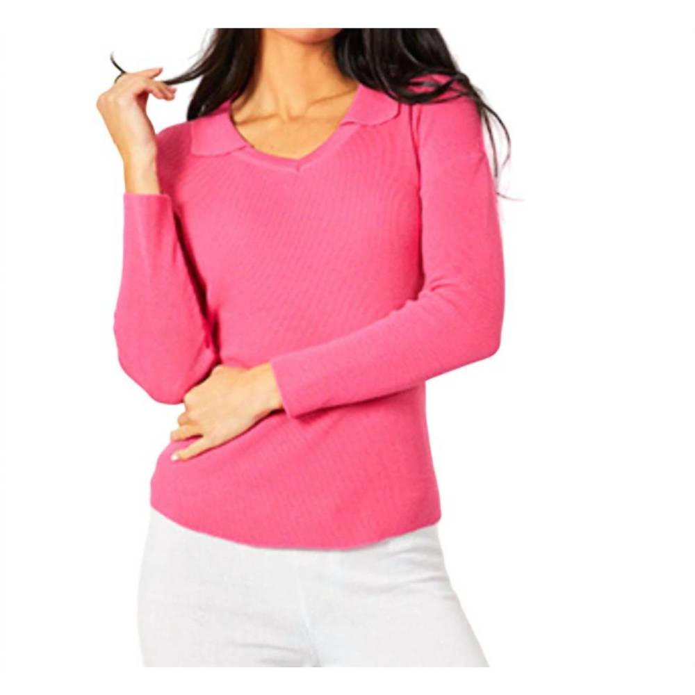 NEW ANGEL APPAREL collared v-neck top in petal